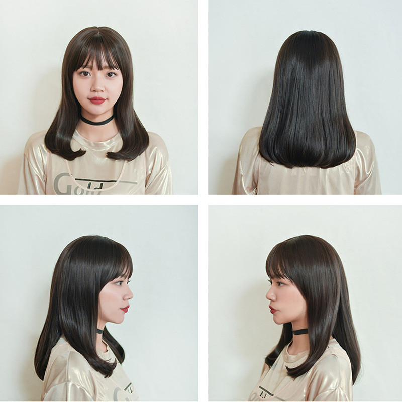 Explosion sell ladies wigs long straight hair fluffy bangs shoulder-length curly wigs