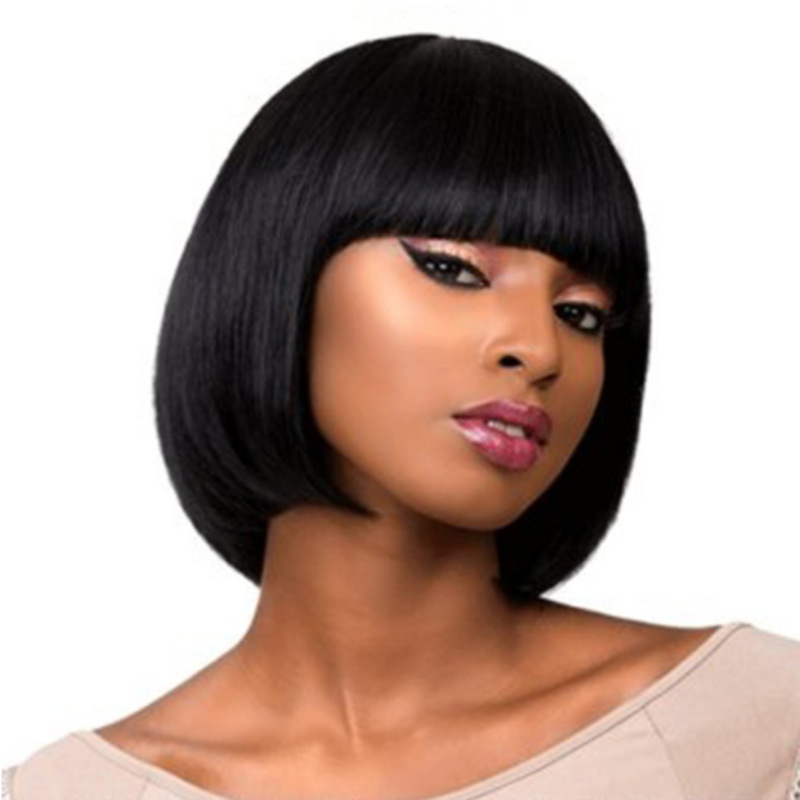 Flash lower price 3 hours ladies short straight hair wigs straight bangs wig
