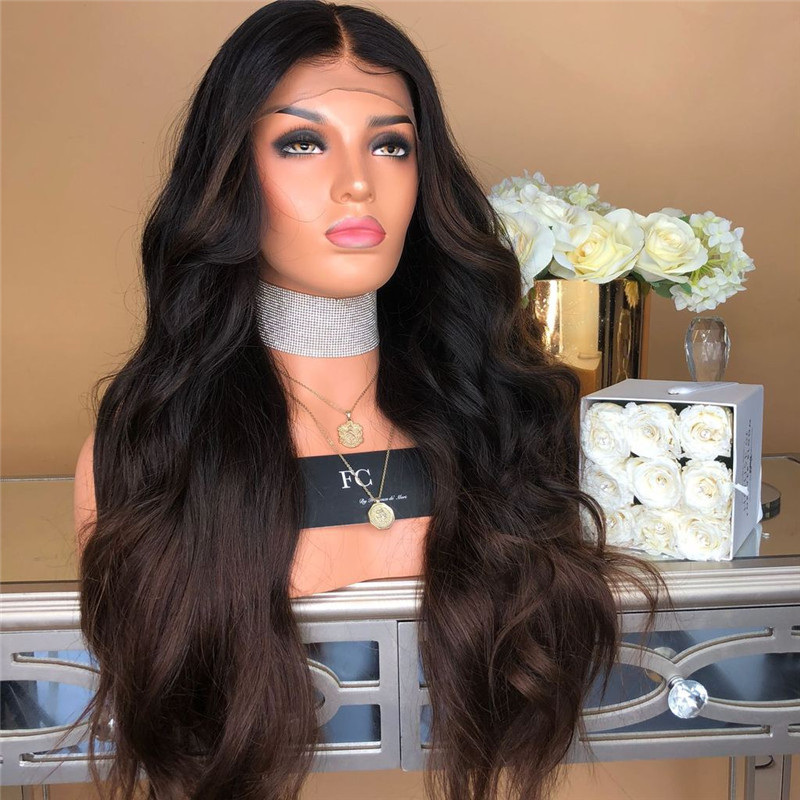 Crazy buy fashion centre parting bangs curly wigs black gradient synthetic wig