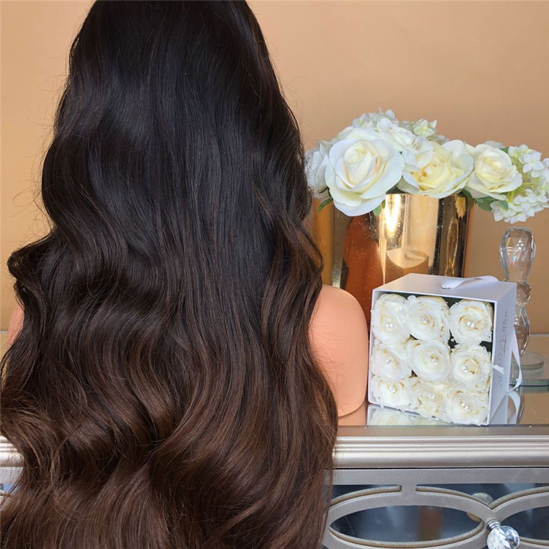 Crazy buy fashion centre parting bangs curly wigs black gradient synthetic wig