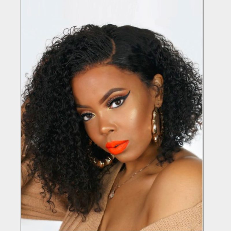 2019 Popular Easy to maintain black shoulder-length curly wigs
