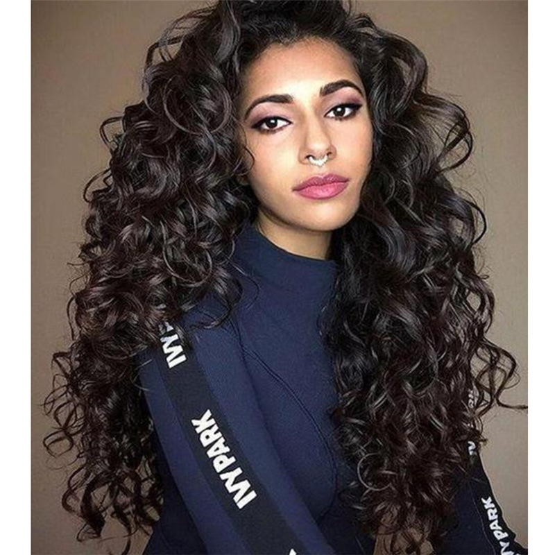 Crazy buy African new fashion wigs fluffy black long curly synthetic wig