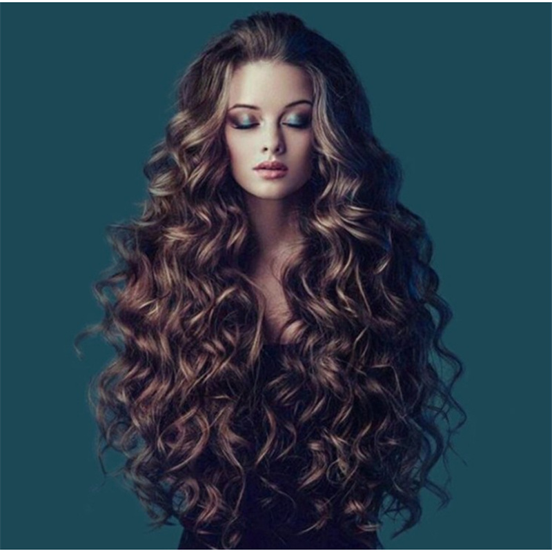 High-end new fashion long wavy curly wigs women&apos;s natural wig