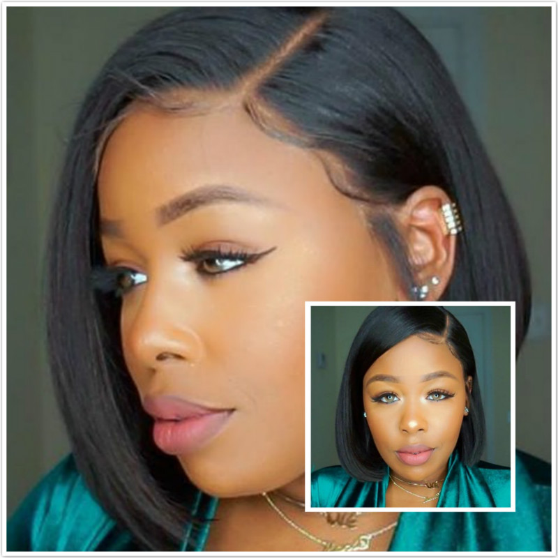 Women&apos;s Bobby short straight black short hair realistic chemical fibre wig