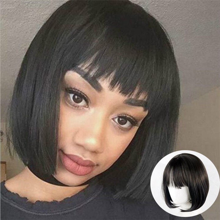 Fashion lower price Bobo hair wig bangs short straight synthetic wig
