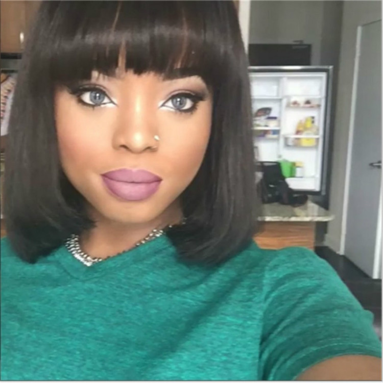 New fashion crazy price straight hair bangs Bobo head hair wigs