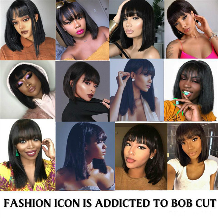 New fashion crazy price straight hair bangs Bobo head hair wigs