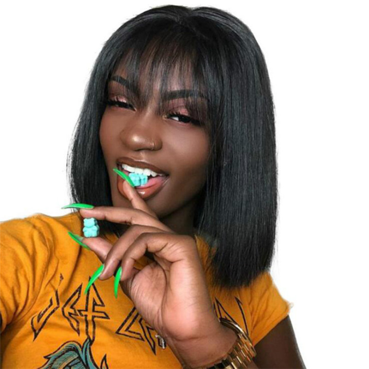 New fashion crazy price straight hair bangs Bobo head hair wigs