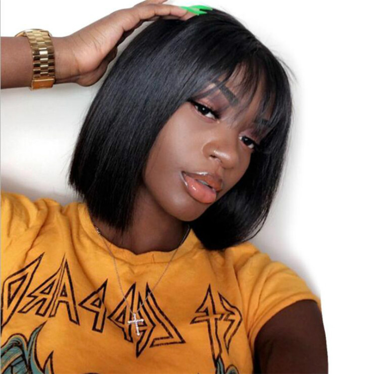 New fashion crazy price straight hair bangs Bobo head hair wigs