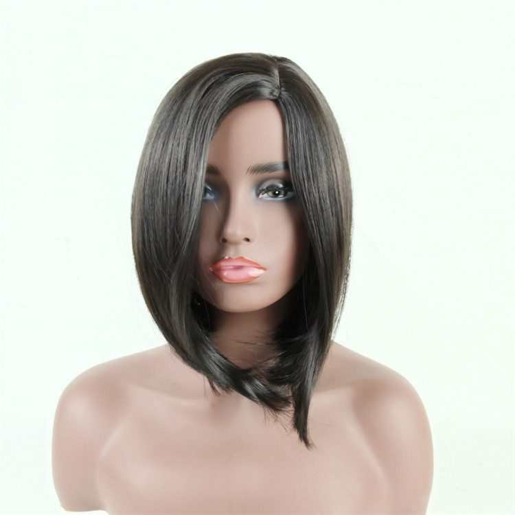 Fashion side sub Bobo short straight hair soft face trimming headgear wigs