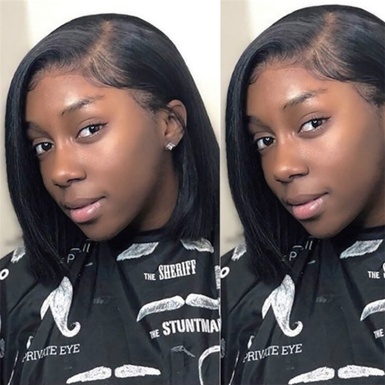 Fashion side sub Bobo short straight hair soft face trimming headgear wigs