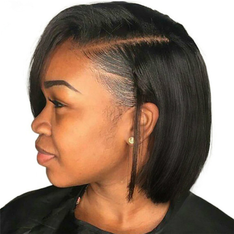 Synthetic ladies&apos; short straight hair side parting Bobo hair style wigs