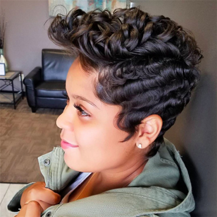 Crazy buy new fashion African synthetic fluffy short small curly hair wigs