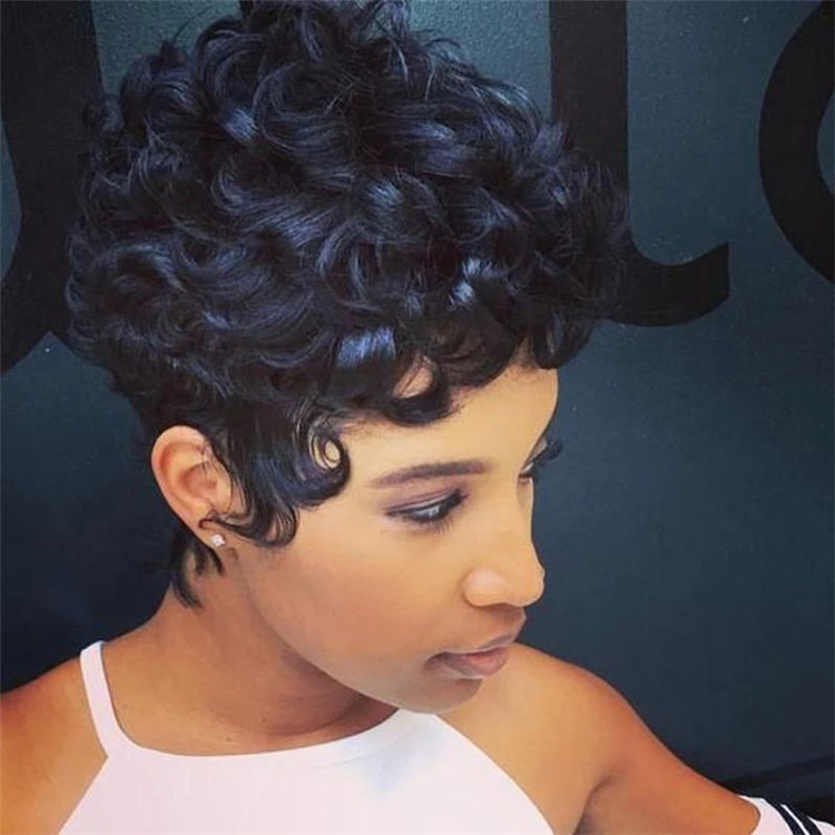 Crazy buy new fashion African synthetic fluffy short small curly hair wigs