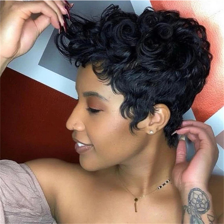 Crazy buy new fashion African synthetic fluffy short small curly hair wigs