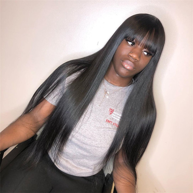 New fashion high temperature silk Bangs long straight hair wig headgear