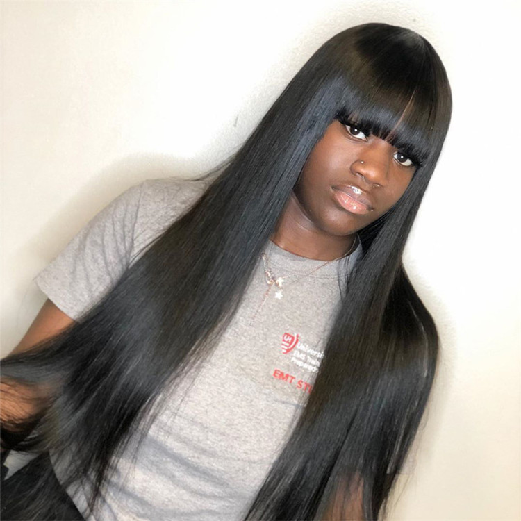 New fashion high temperature silk Bangs long straight hair wig headgear