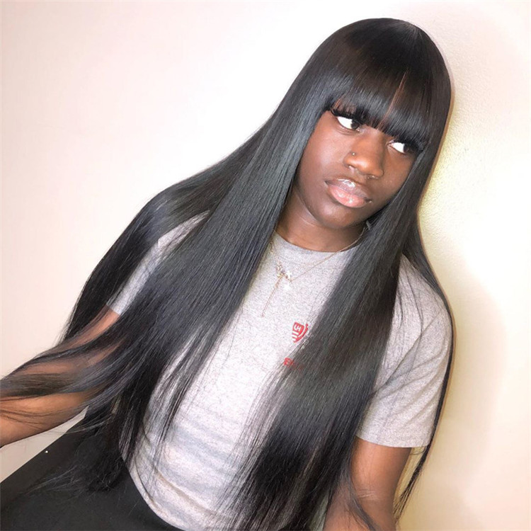 New fashion high temperature silk Bangs long straight hair wig headgear
