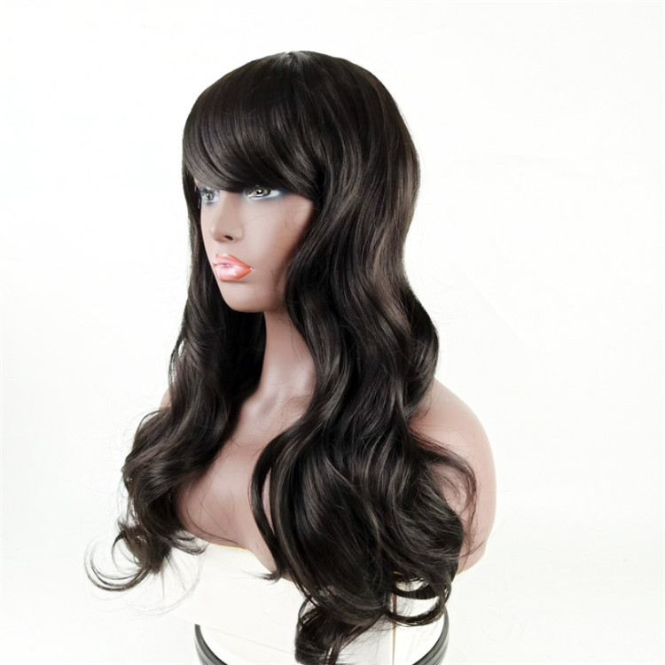 Four colors fashion big wave long curly hair fluffy natural chemical fiber wigs