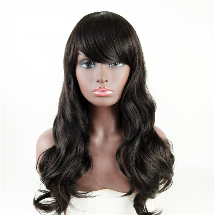 Four colors fashion big wave long curly hair fluffy natural chemical fiber wigs