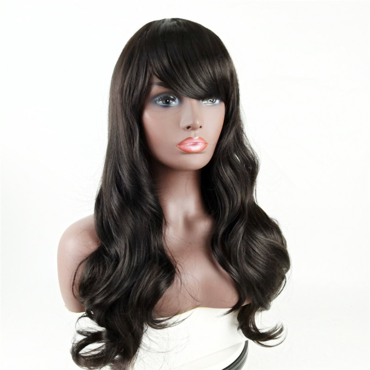 Four colors fashion big wave long curly hair fluffy natural chemical fiber wigs