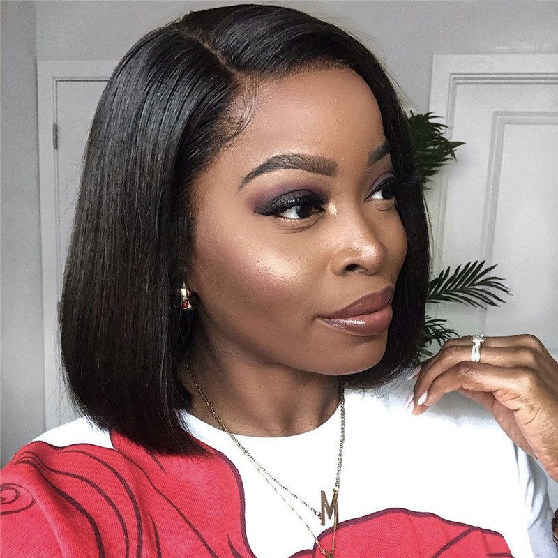 African fashion short straight hair Bobo head headgear synthetic black wig