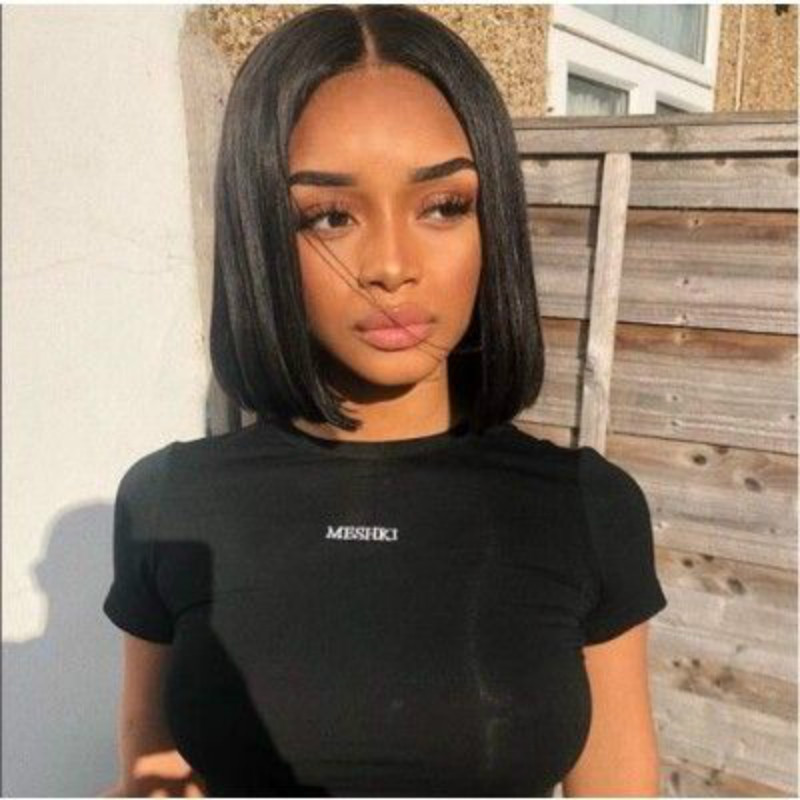 Fashion short straight hair Bobo wave head chemical fiber head cover ladies' students wigs