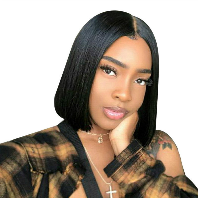 Fashion short straight hair Bobo wave head chemical fiber head cover ladies' students wigs