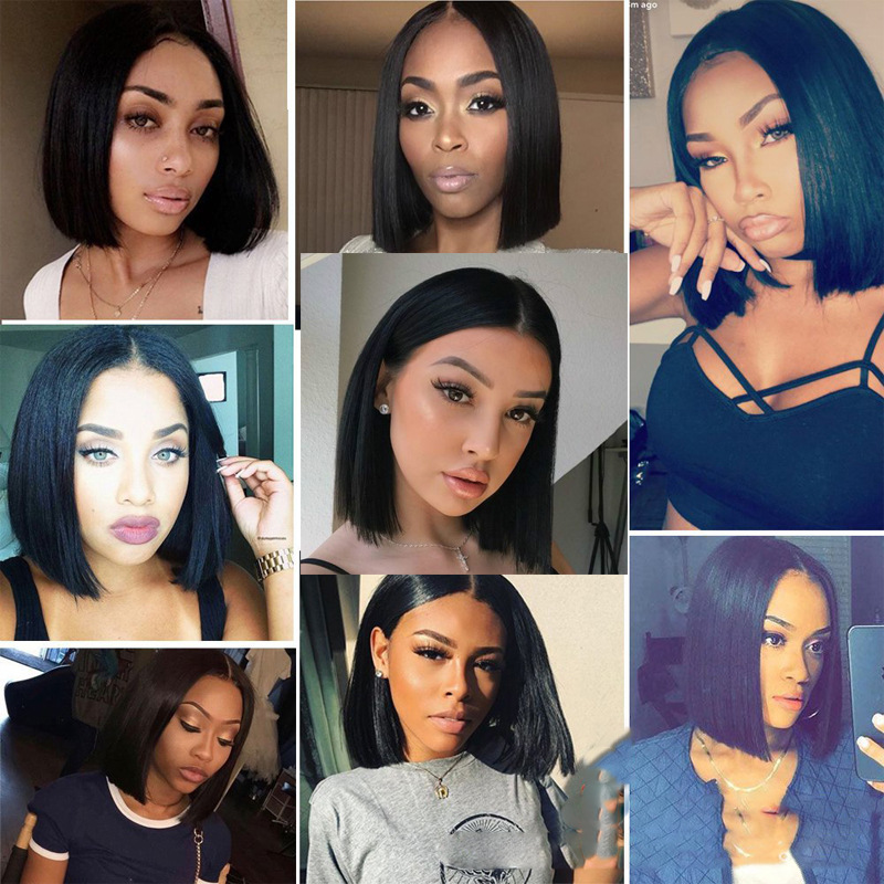 Fashion short straight hair Bobo wave head chemical fiber head cover ladies' students wigs