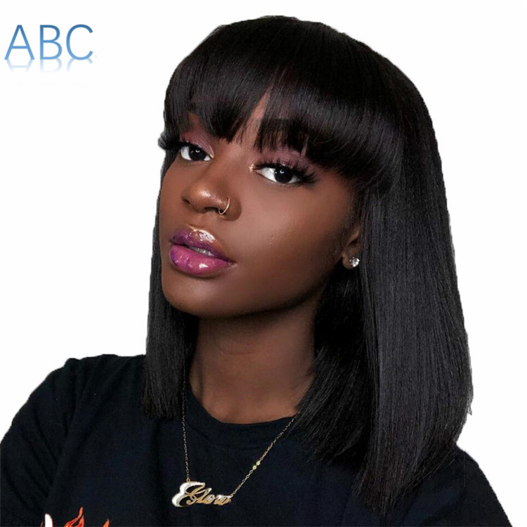 Fashion Bobo head medium length straight hair full head chemical fiber headgear ladies students wigs