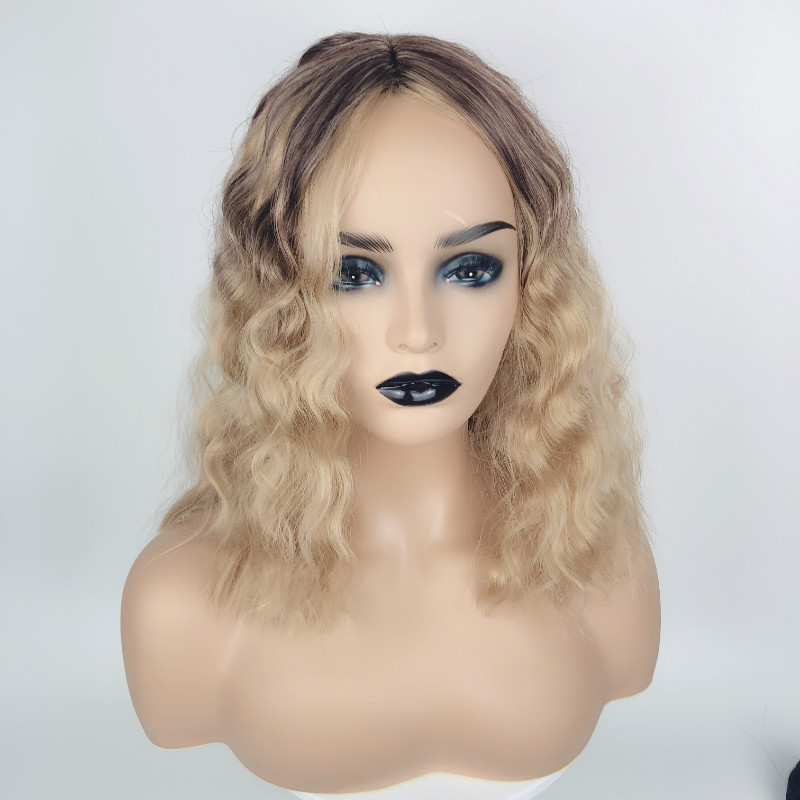 Fashion long curly hair dyeing gradual high temperature silk hair corn perm ladies&apos; wigs