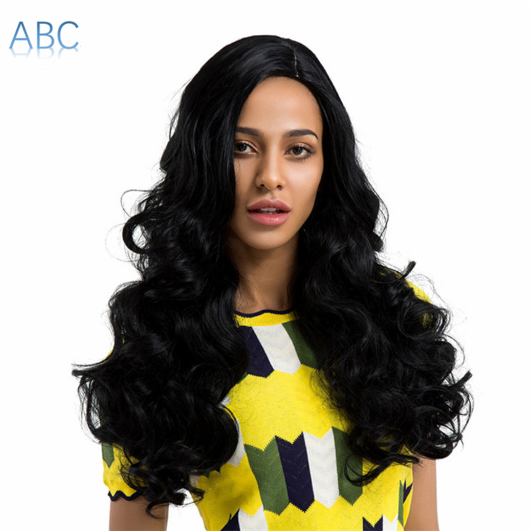 Hot selling African fashion long hair black wavy long curls wigs for laides