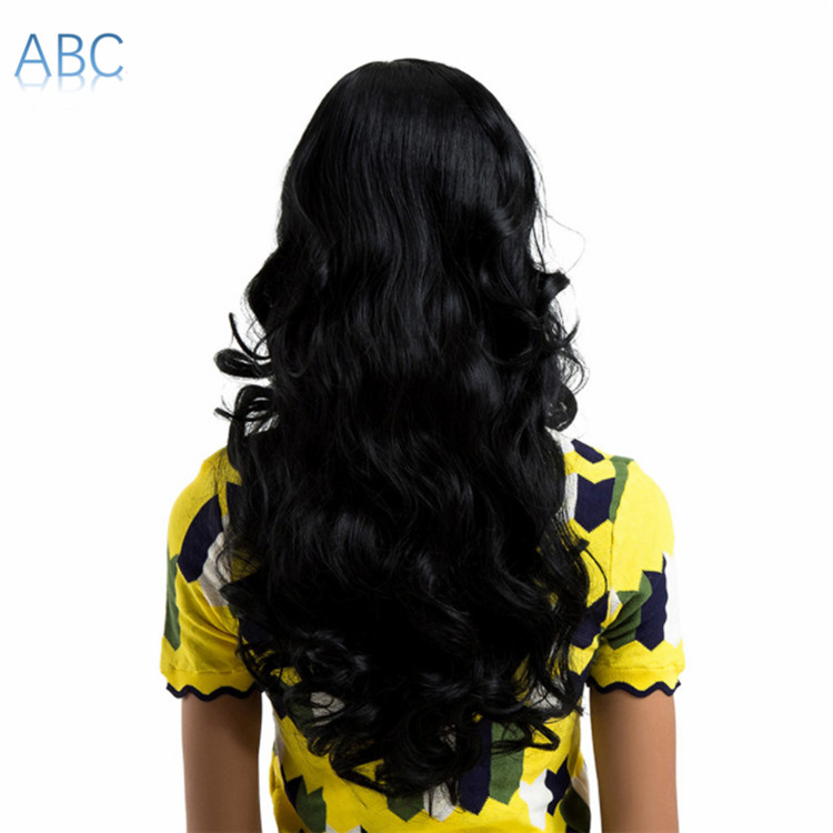 Hot selling African fashion long hair black wavy long curls wigs for laides