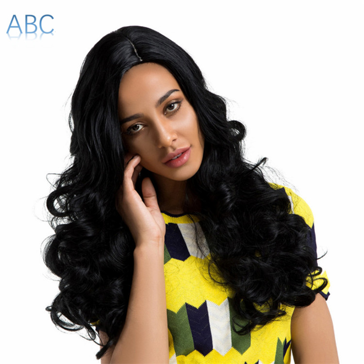Hot selling African fashion long hair black wavy long curls wigs for laides