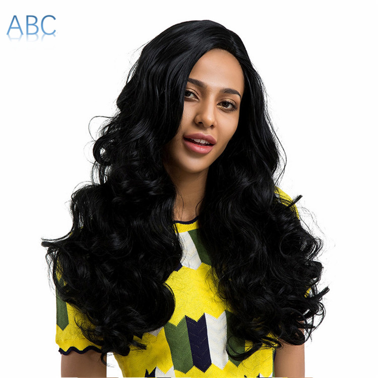 Hot selling African fashion long hair black wavy long curls wigs for laides