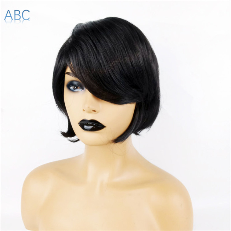 New fashion short hair Bobo slant bangs high temperature silk full head cover ladies students wigs