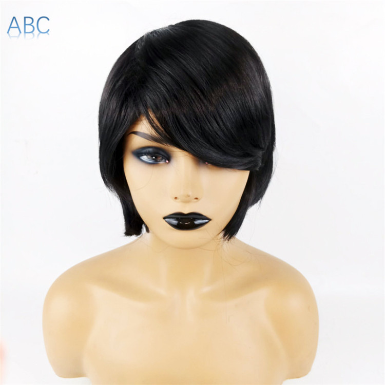 New fashion short hair Bobo slant bangs high temperature silk full head cover ladies students wigs