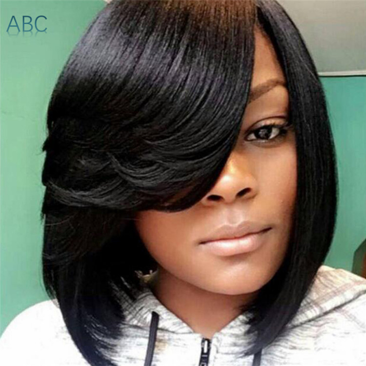 New fashion short hair Bobo slant bangs high temperature silk full head cover ladies students wigs