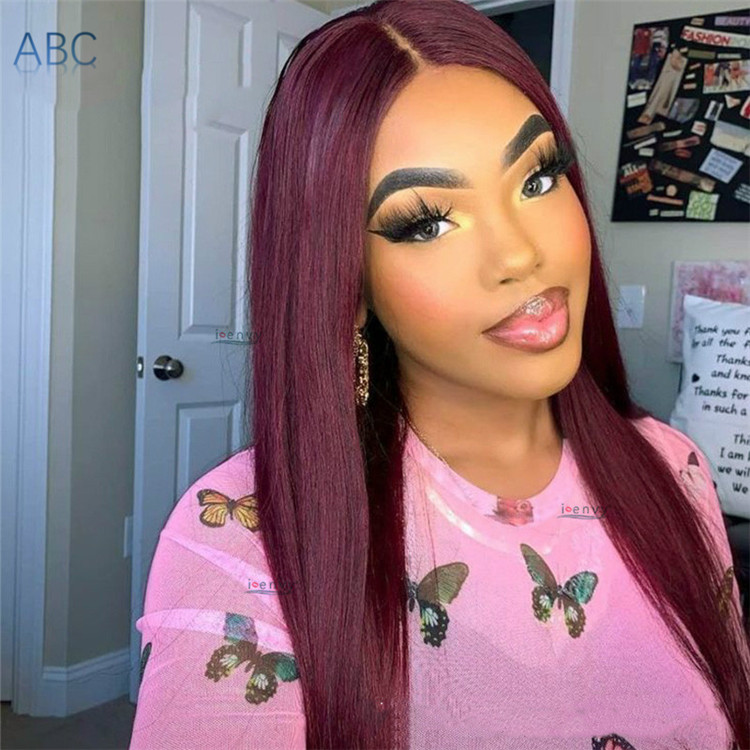 Africa chemical fiber headgear wine red wig long straight hair wigs
