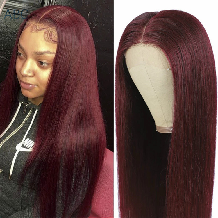 Africa chemical fiber headgear wine red wig long straight hair wigs