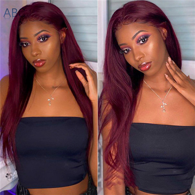 Africa chemical fiber headgear wine red wig long straight hair wigs