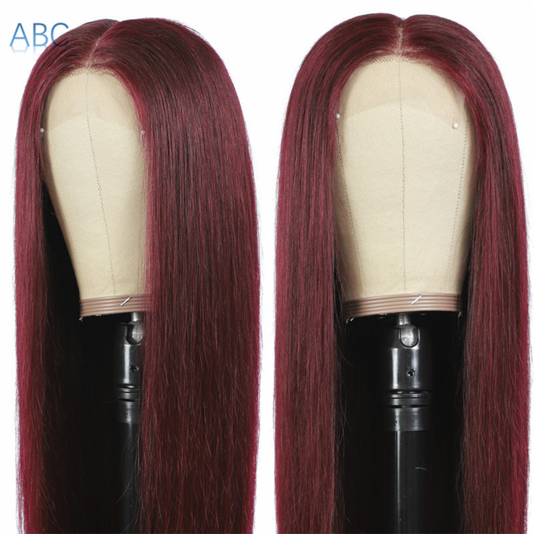 Africa chemical fiber headgear wine red wig long straight hair wigs