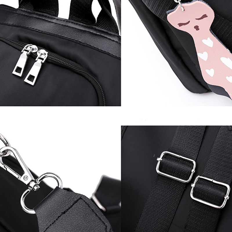 LARAINE Kitten Pendant oxford One Shoulder Two Shoulders Multi-Function And Large Capacity Schoolbag
