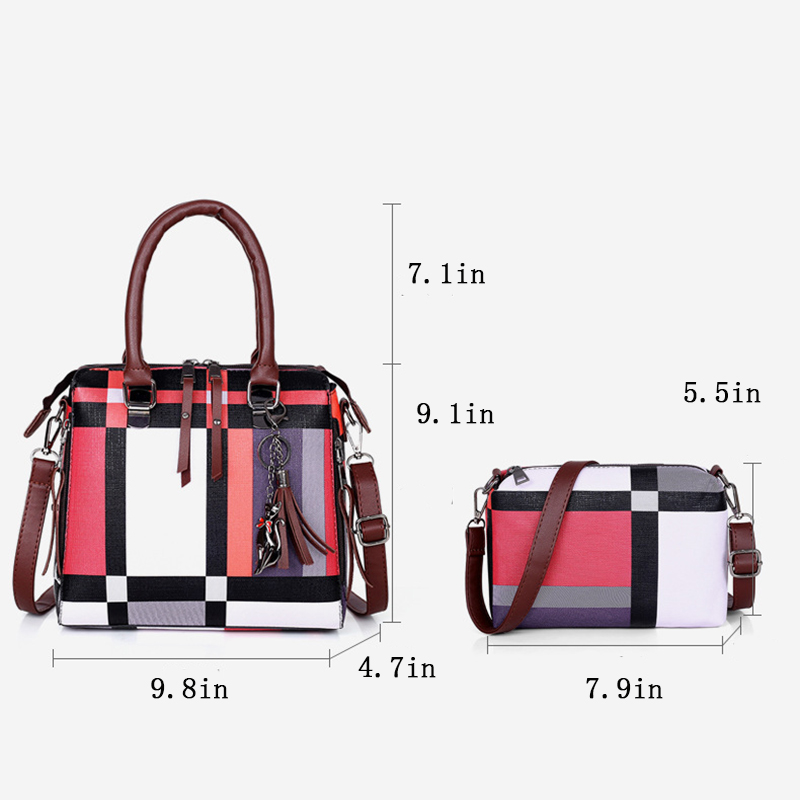 LARAINE Handbags for Ladies PU Leather  Lattice Pattern