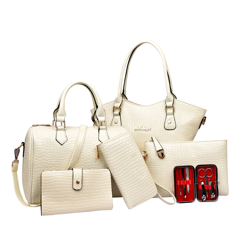 LARAINE 6Pcs/Set Handbags for Ladies PU Sub-master Bag Large-capacity Lady's Backpack