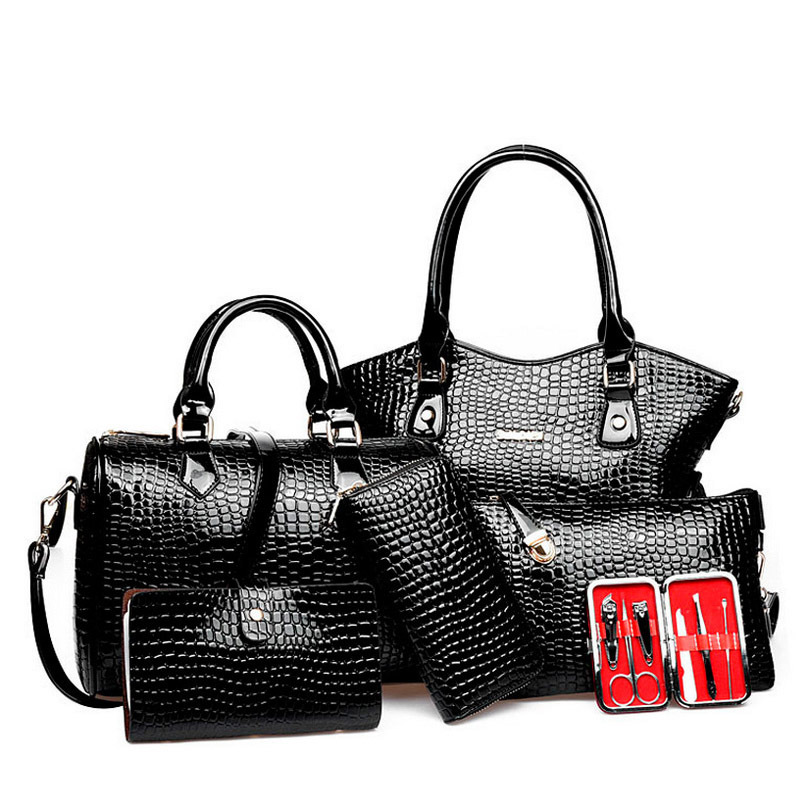 LARAINE 6Pcs/Set Handbags for Ladies PU Sub-master Bag Large-capacity Lady's Backpack