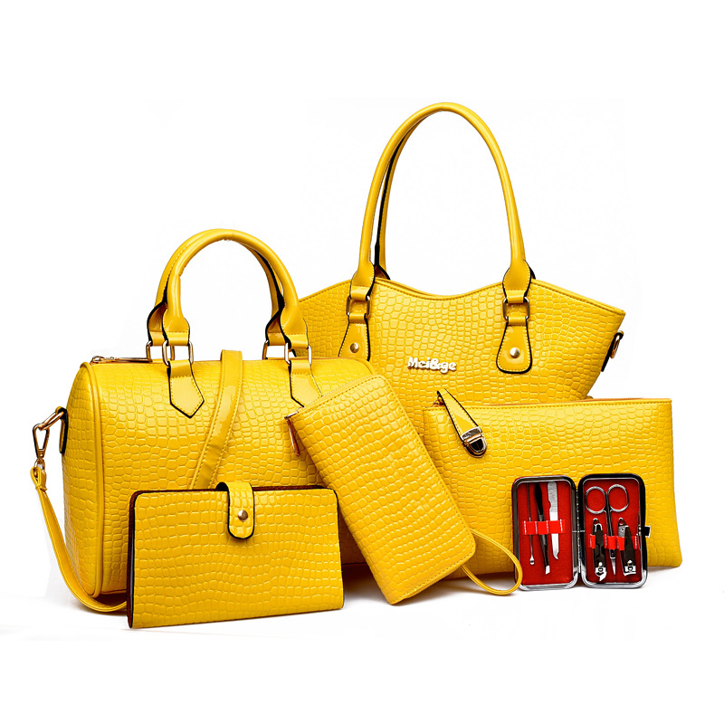 LARAINE 6Pcs/Set Handbags for Ladies PU Sub-master Bag Large-capacity Lady's Backpack