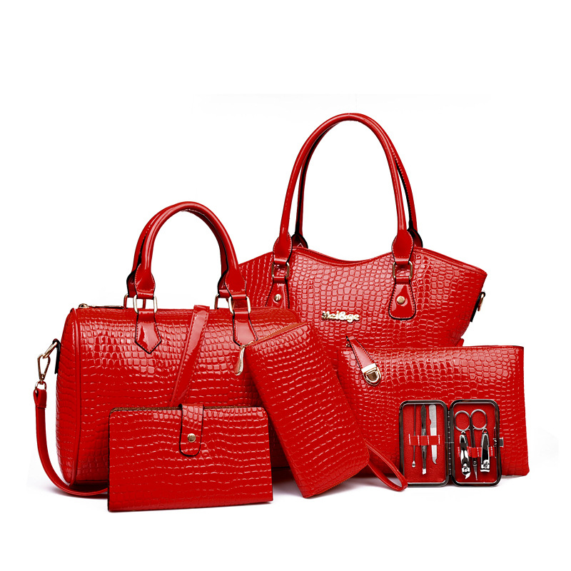 LARAINE 6Pcs/Set Handbags for Ladies PU Sub-master Bag Large-capacity Lady's Backpack