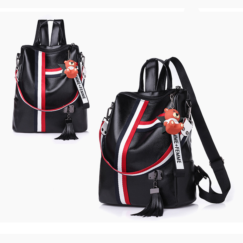 LARAINE Backpacks for Ladies PU Leather Portable Waterproof