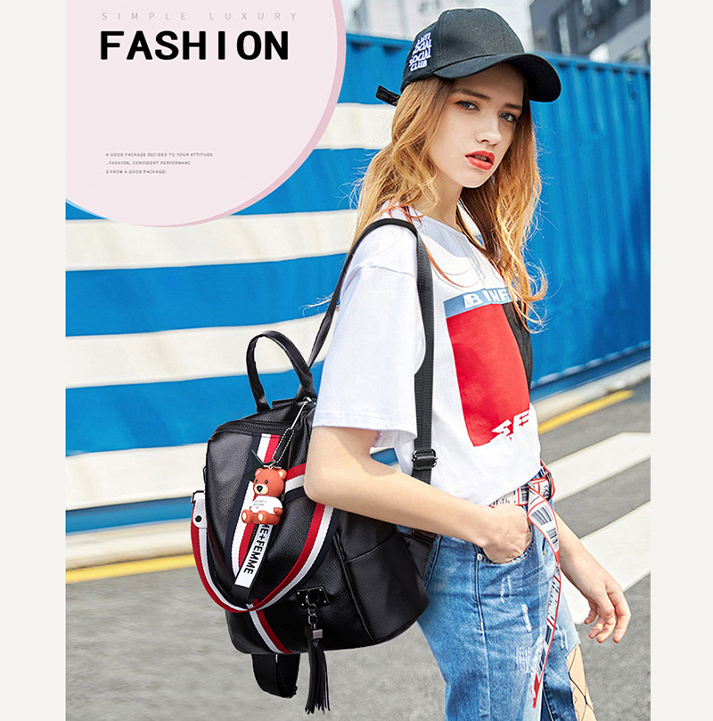 LARAINE Backpacks for Ladies PU Leather Portable Waterproof